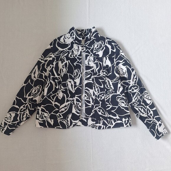 💙 Coldwater Creek Artsy 100% Cotton Jacket Size L Preppy Contemporary - Picture 8 of 8